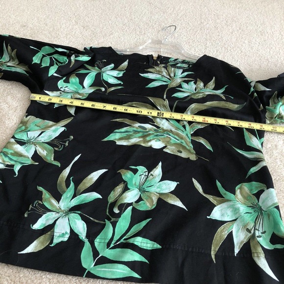 Lauren Ralph Lauren Blouse Size Large Tropical Leaf Print 3/4 Balloon Sleeve - Picture 6 of 7